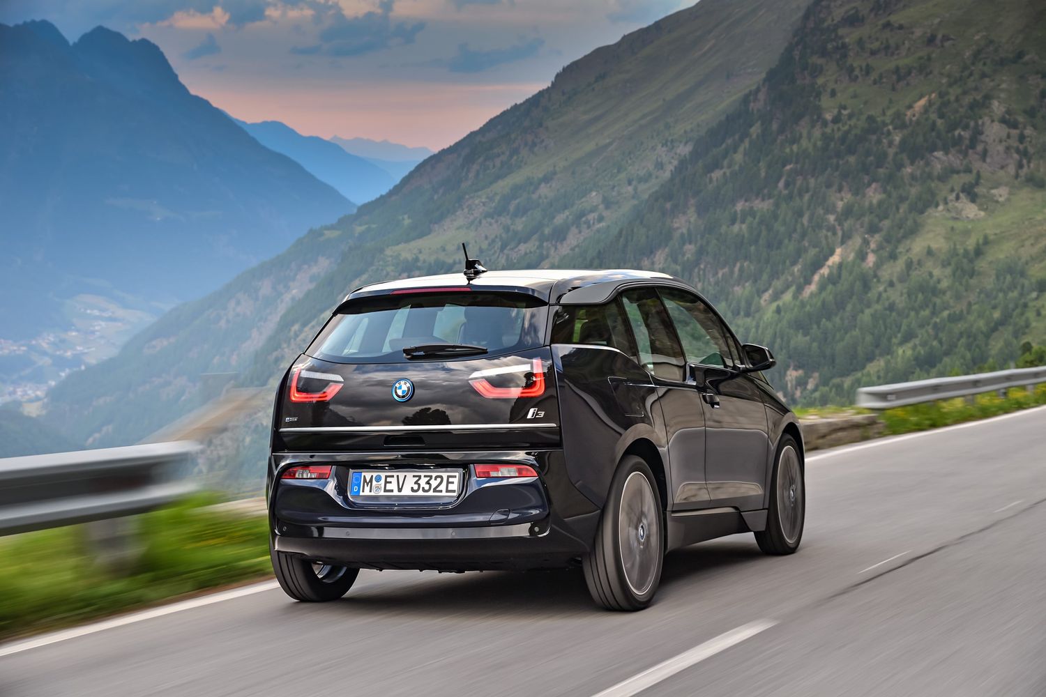 BMW i3 driving mountains rear
