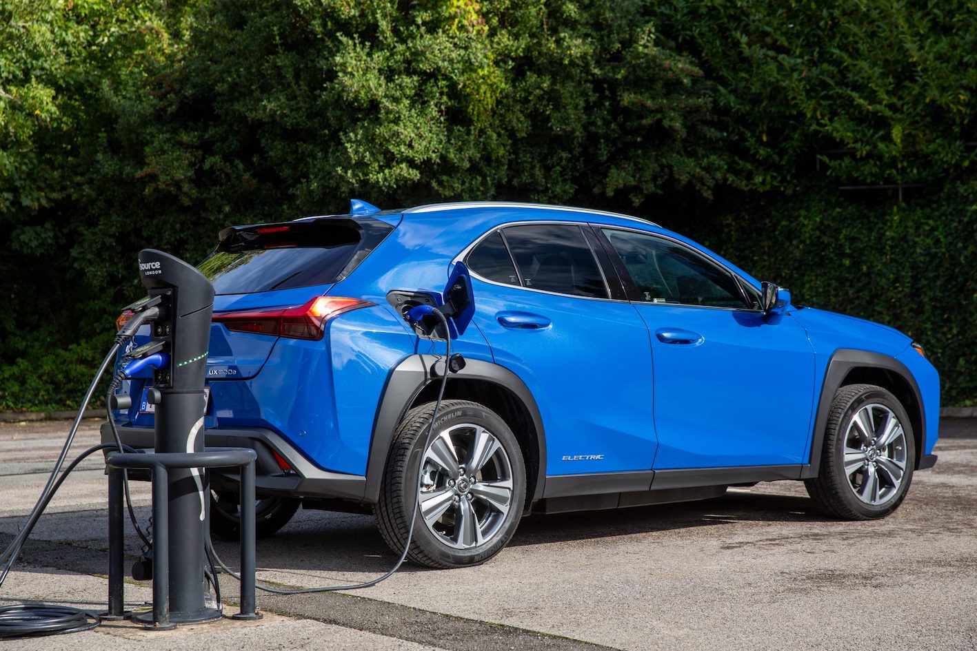 Lexus UX300e connected to charger