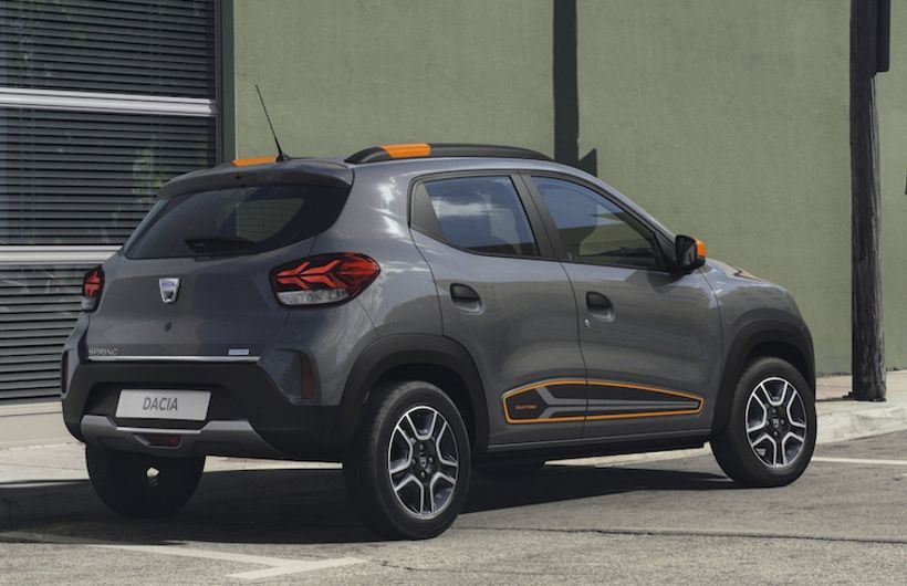 Dacia Spring electric car charging in city