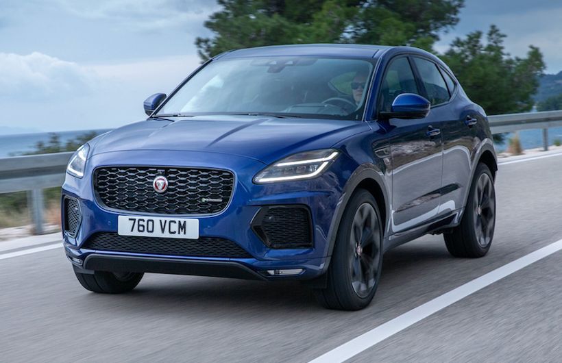 Jaguar E-Pace exterior front driving near coast