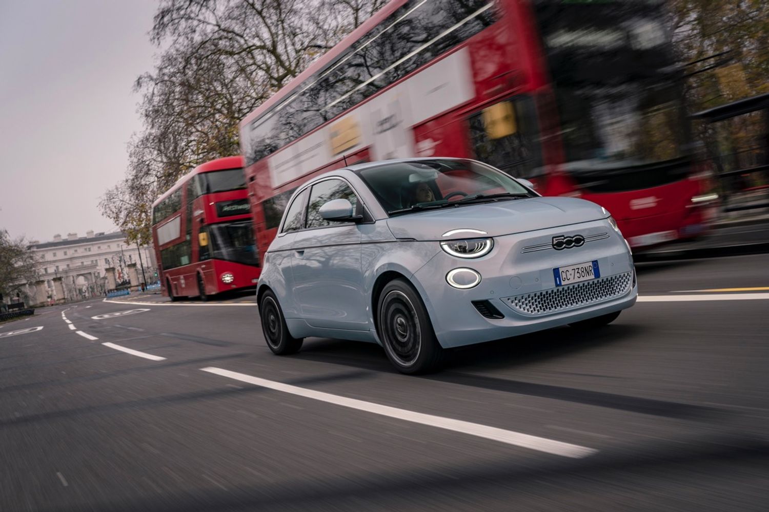 fiat 500 electric exterior driving in London