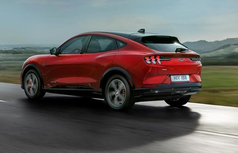 Ford Mustang mach e gt exterior side driving in country