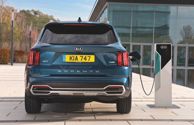 Kia Sorento PHEV plugged into charger