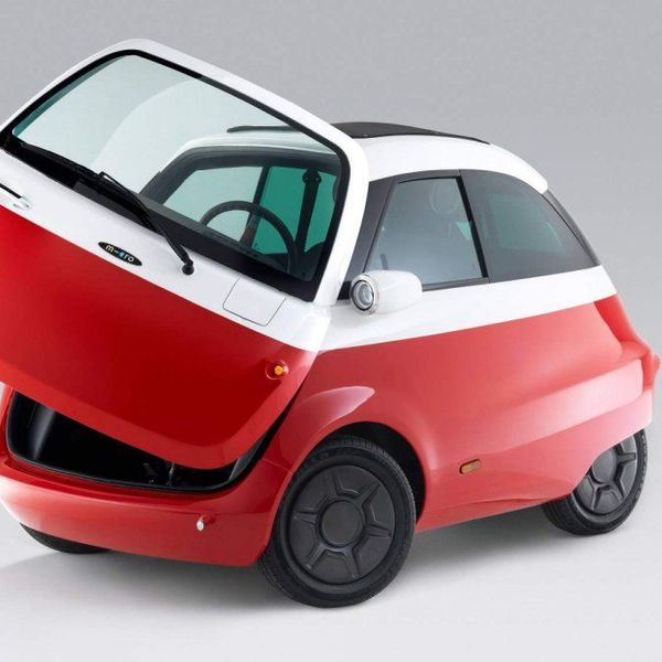 Microlino two seater bubble electric vehicle exterior front