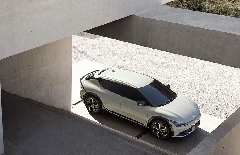 Kia EV6 family hatchback electric car exterior from above