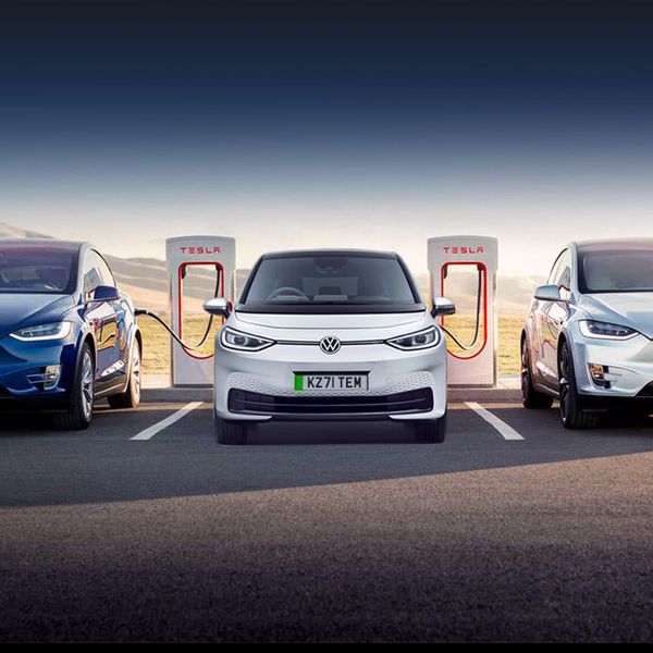 Volkswagen ID.3 at Tesla Supercharger