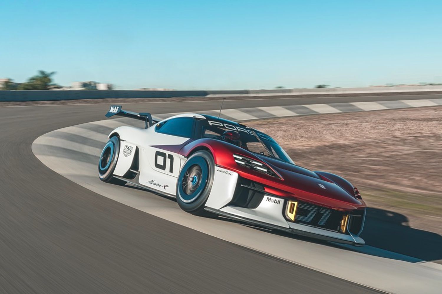 Porsche Mission R front action on track