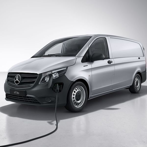 Mercedes e-Vito van, plugged in, studio
