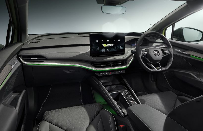 ŠKODA, Enyaq, Coupe, vRS, green, electric car, interior