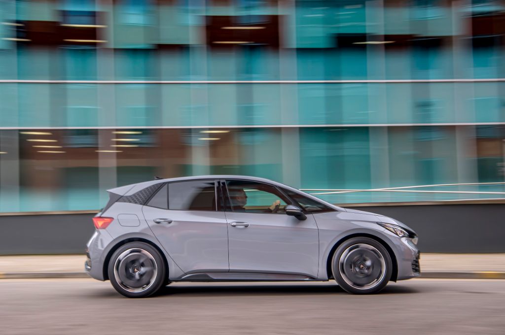 Cupra, Cupra Born, Vapor Grey, front, side, UK, action