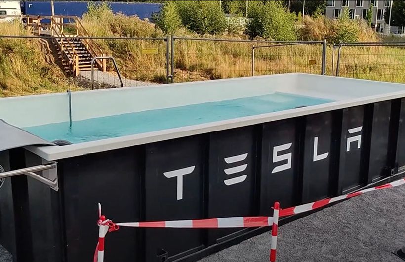 Tesla swimming pool supercharger